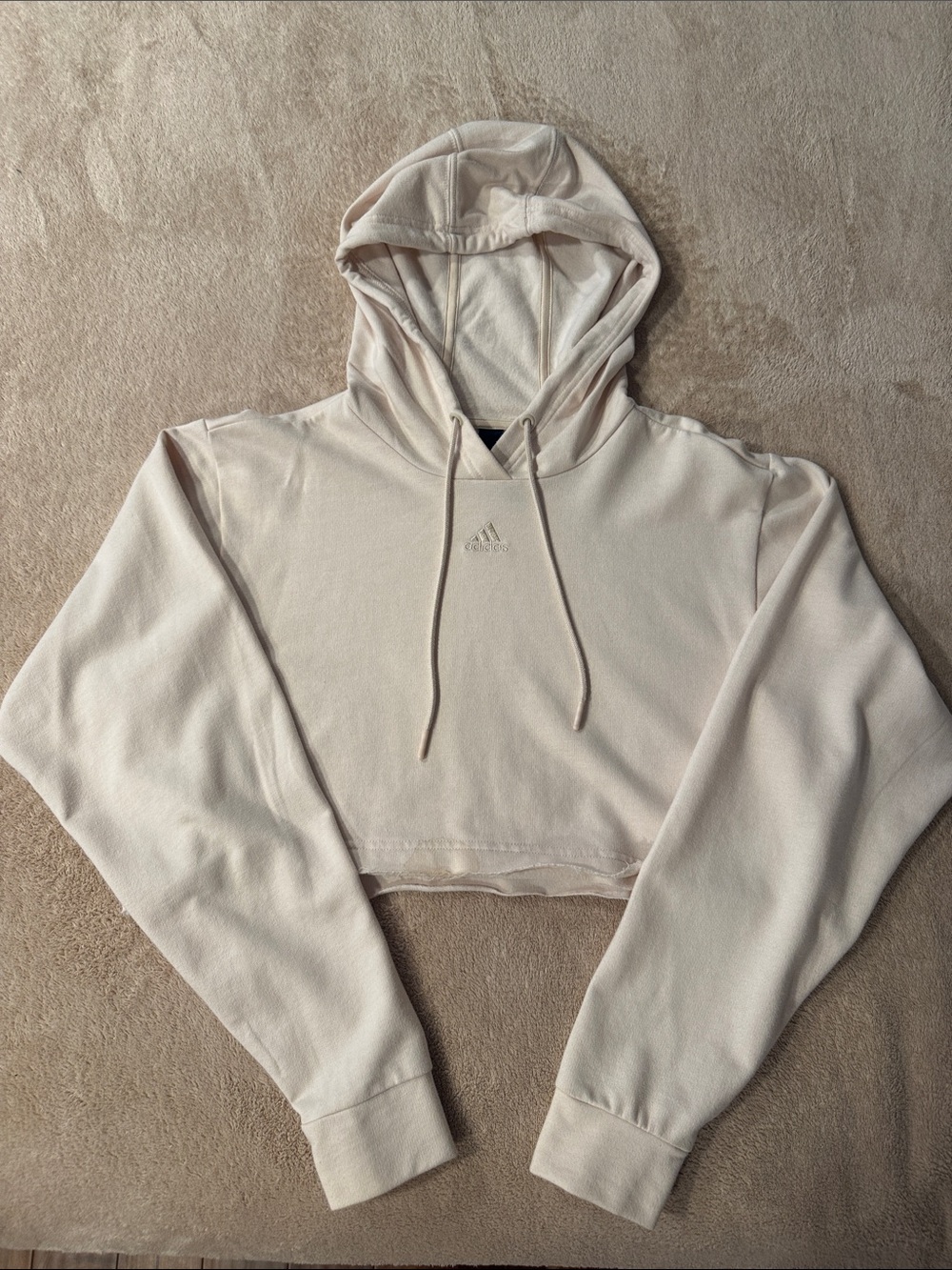 Adidas Cropped Hoodie in Off-White/cream